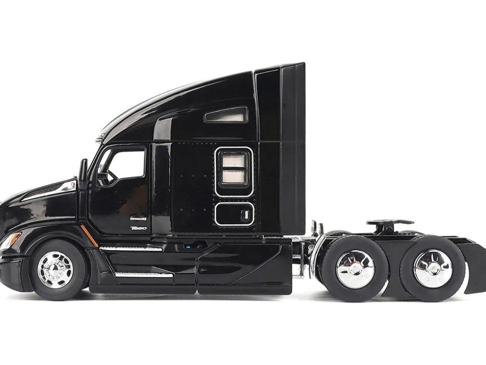 Kenworth T680 76" High Roof Sleeper Cab Truck Tractor Black "Transport Series" 1/50 Diecast Model by Diecast Masters