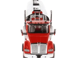 Kenworth T880 SBFA Tandem Day Cab Truck Pusher Axle Heil FD9300/DT-C4 Petroleum Tanker Trailer Frontier Tank Lines Red Chrome Transport Series Limited Edition 500 pieces Worldwide 1/50 Diecast Model Diecast Masters 64190