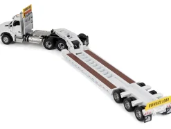 Kenworth T880 SBFA Tridem Truck with Trail King HDG Lowboy Trailer White