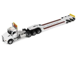 Kenworth T880 SBFA Tridem Truck with Trail King HDG Lowboy Trailer White