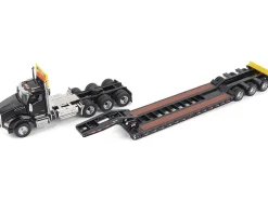 Kenworth T880 SBFA Tridem Truck with Trail King HDG Lowboy Trailer Black