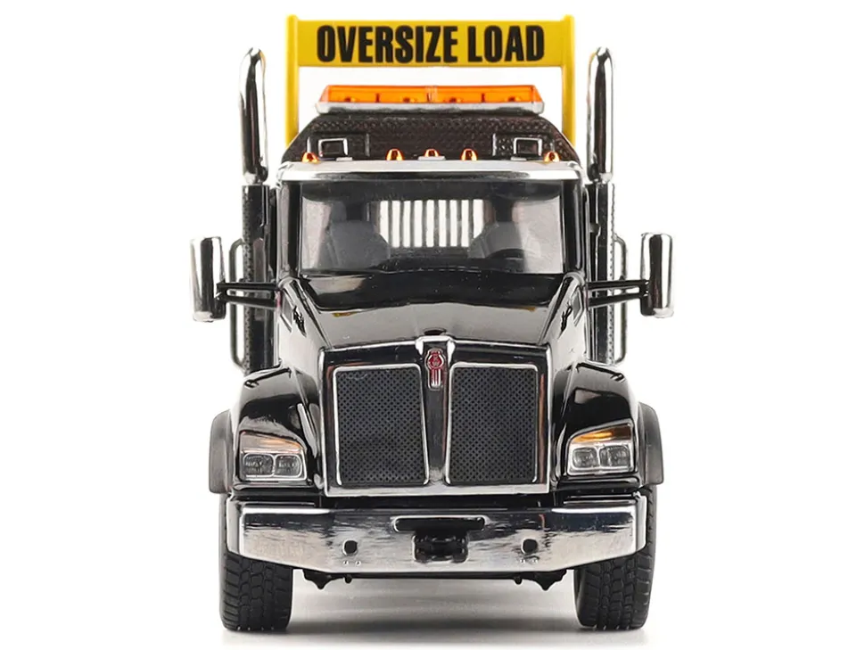 Kenworth T880 SBFA Tridem Truck with Trail King HDG Lowboy Trailer Black "Transport Series" 1/50 Diecast Model by Diecast Masters