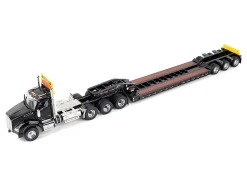 Kenworth T880 SBFA Tridem Truck with Trail King HDG Lowboy Trailer Black