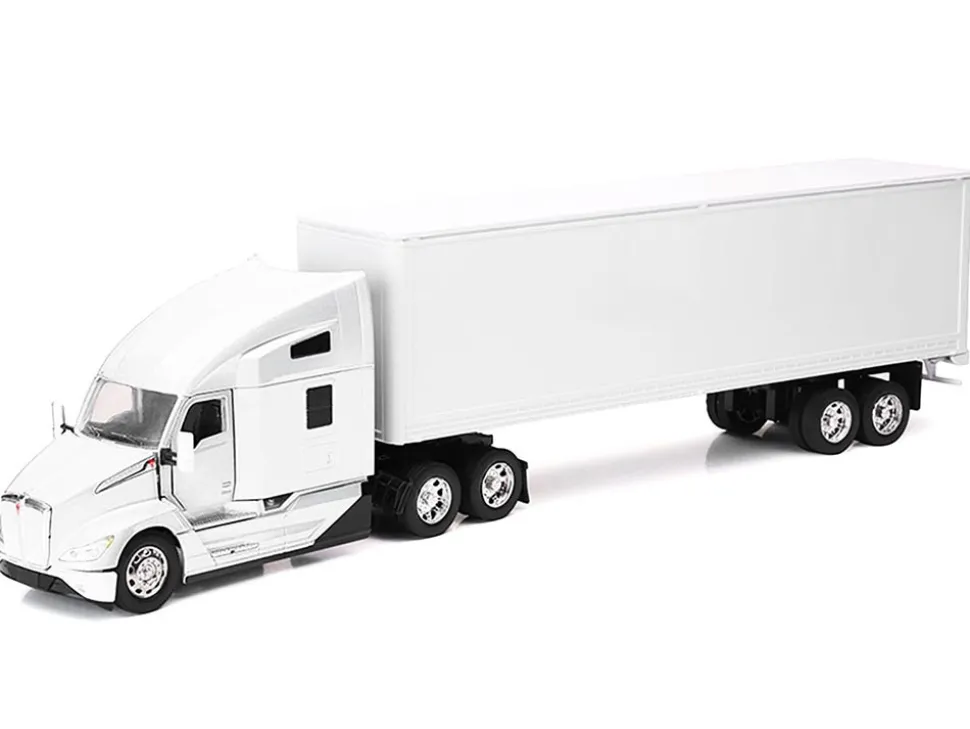 Kenworth T680 Truck White with Dry Van Trailer White "Long Haul Trucker" Series 1/32 Diecast Model by New Ray