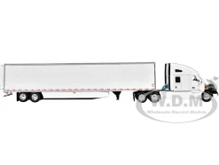 Kenworth T680 with 76 High Roof Sleeper and 53 Smooth Sided Dry Goods Trailer White 1/64 Diecast Model DCP/First Gear 60-1762