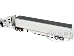 Kenworth T680 with 76 High Roof Sleeper and 53 Smooth Sided Dry Goods Trailer White 1/64 Diecast Model DCP/First Gear 60-1762