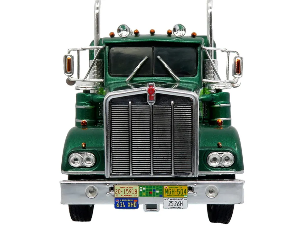1976 Kenworth W900A Tractor with Dry Goods Trailer Green Metallic with Light Green Graphics "Vintage Heavy Haul Truck Collection" 1/43 Diecast Model by Iconic Replicas