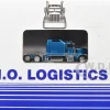 Kenworth W900L Truck Tractor with Sleeper Cab Blue Metallic and Pneumatic Tank Trailer Combo Set 1/87 (HO) Plastic Model Car by HO Logistics