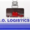 Kenworth W900L Truck Tractor with Sleeper Cab Red and Covered Grain Trailer White with Red Tarp Combo Set 1/87 (HO) Plastic Model Car by HO Logistics