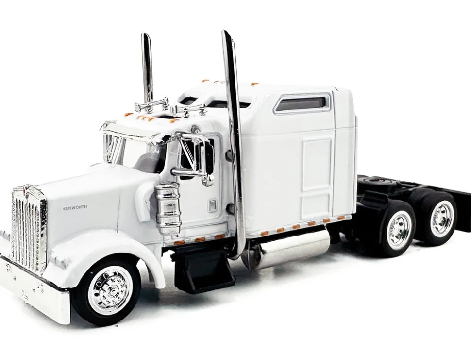 Kenworth W900L Truck Tractor with Sleeper Cab White 1/87 (HO) Plastic Model Car by HO Logistics