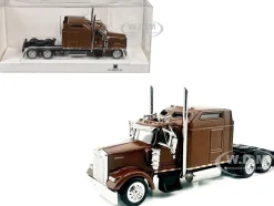 Kenworth W900L Truck Tractor with Sleeper Cab Brown Metallic 1/87 (HO) Plastic Model Car by HO Logistics