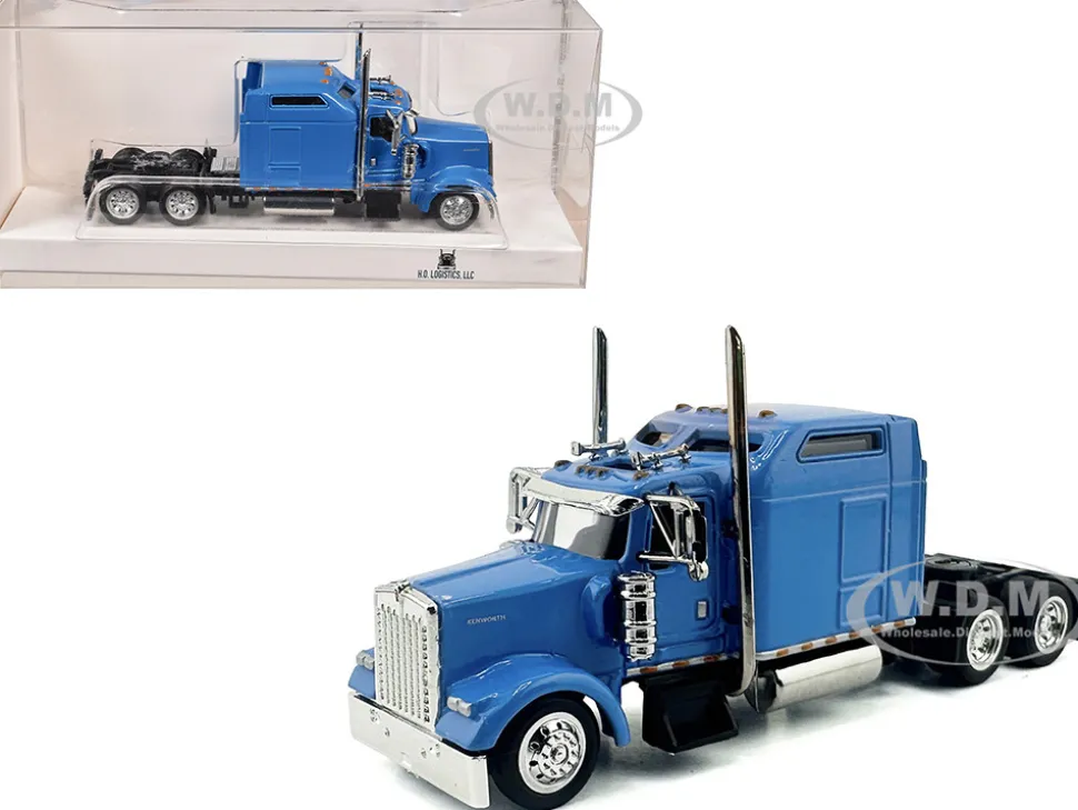 Kenworth W900L Truck Tractor with Sleeper Cab Baby Blue 1/87 (HO) Plastic Model Car by HO Logistics