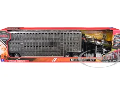Kenworth W900 Truck Black with Pot Belly Livestock Chrome