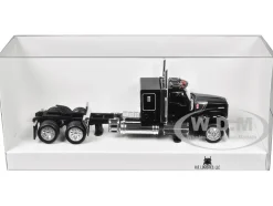 Kenworth W990 with Flat Top Sleeper Cab Black 1/87 (HO) Plastic Model Car by HO Logistics