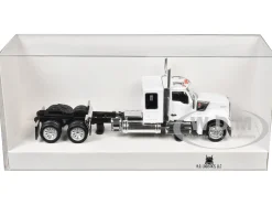 Kenworth W990 with Flat Top Sleeper Cab White 1/87 (HO) Plastic Model Car by HO Logistics