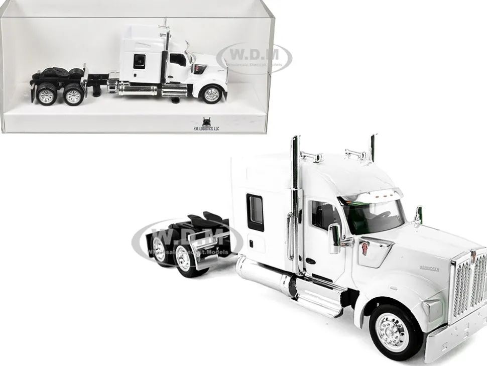 Kenworth W990 with Stand Up Sleeper Cab White 1/87 (HO) Plastic Model Car by HO Logistics