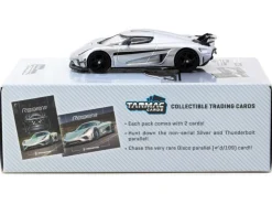 Koenigsegg Regera Silver Metallic with Blue Accents and Collectible Tarmac Cards