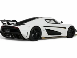 2023 Koenigsegg Regera White with Black Stripes 1/18 Model Car by GT Spirit
