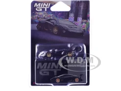 Lamborghini Aventador "LB-Works" Matt Black with Carbon Hood Limited Edition 1/64 Diecast Model Car by Mini GT