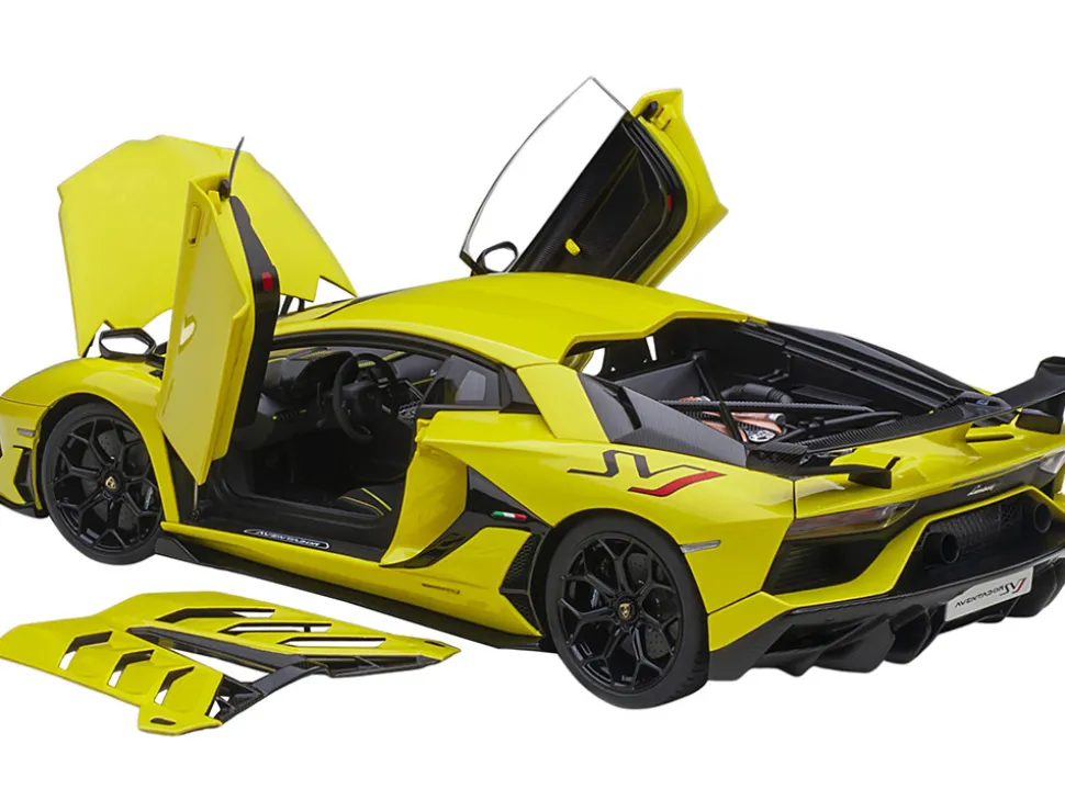 Lamborghini Aventador SVJ Giallo Tenerife Pearl Yellow 1/18 Model Car Autoart 79175