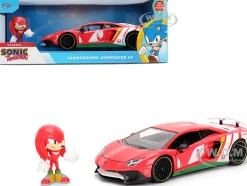 Lamborghini Aventador SV Red with Graphics and Knuckles Diecast Figure