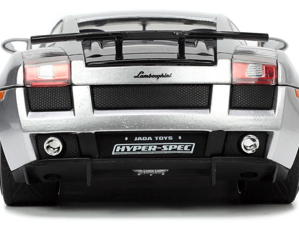 Lamborghini Gallardo Superleggera Silver Metallic with Yellow Stripes Hyper-Spec Series 1/24 Diecast Model Car Jada 34027