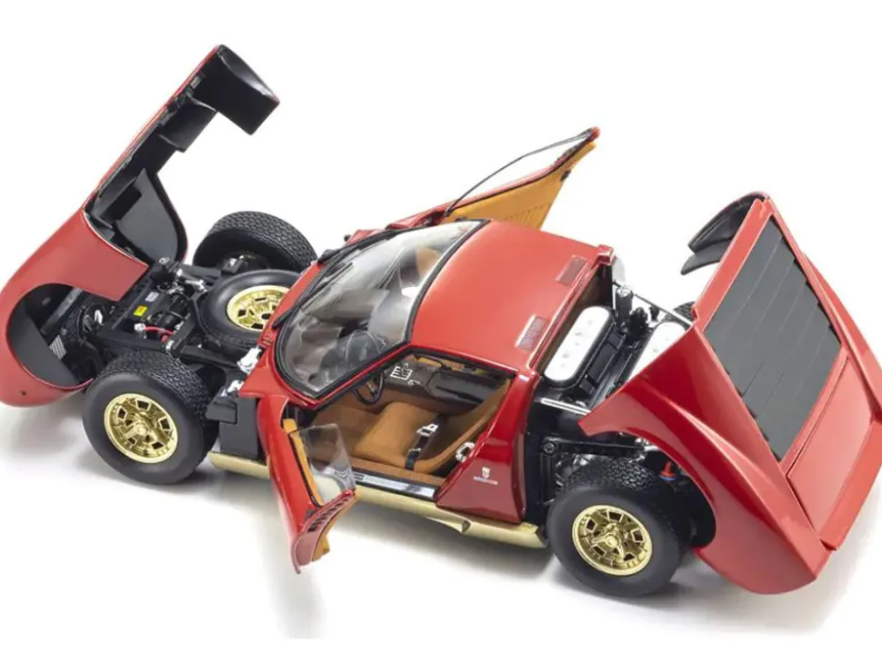 Lamborghini Miura P 400 Red with Gold Accents 1/18 Diecast Model Car by Kyosho