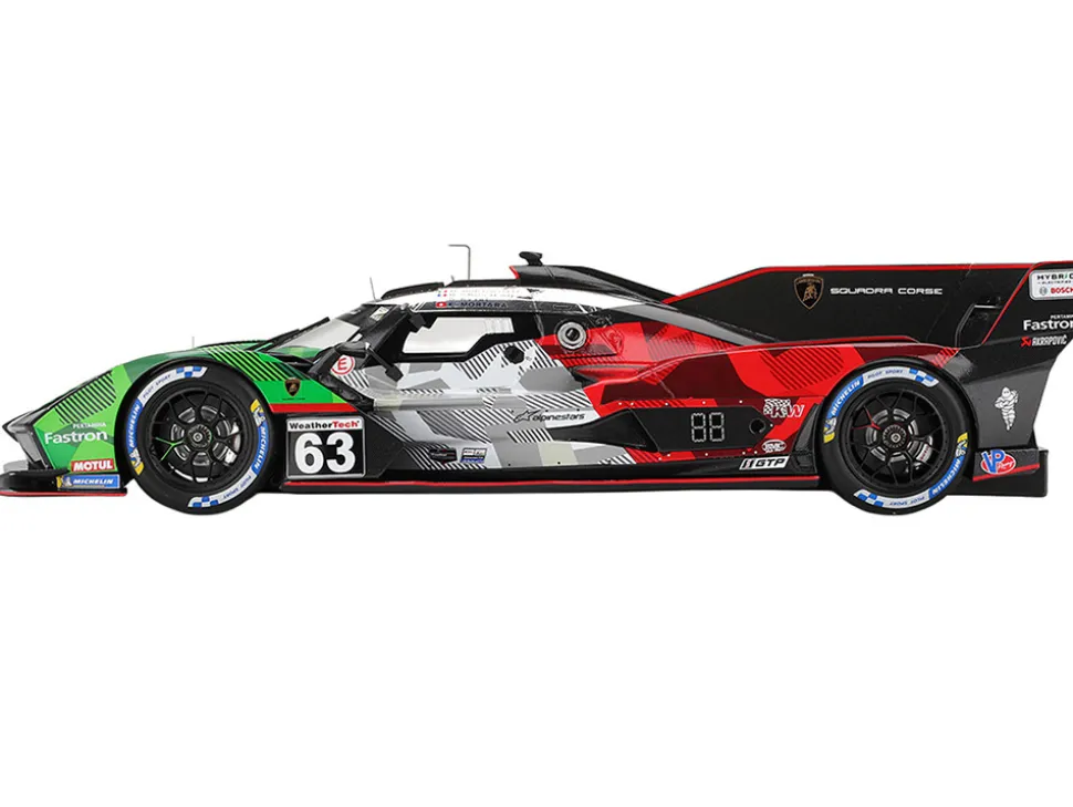 Lamborghini SC63 #63 Mirko Bortolotti - Romain Grosjean - Daniil Kvyat - Edoardo Mortara "Automobili Lamborghini Squadra Corse" IMSA "24 Hours of Daytona" (2025) 1/18 Model Car by Top Speed