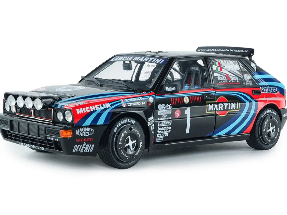 Lancia Delta HF Integrale #1 A. Sacco - A. Ollero "Miki Biasion Martini Racing Rallye Monte Carlo 1990 Tribute" FIA Historic Rally (2026) "Competition" Series 1/18 Diecast Model Car by Solido