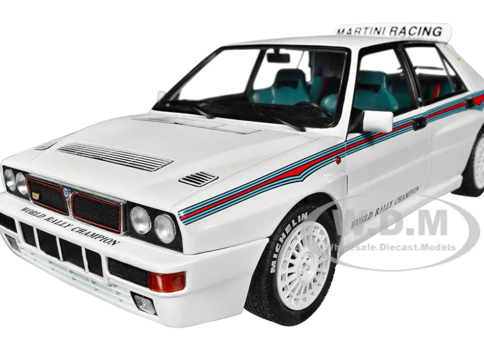 1992 Lancia Delta HF Integrale Evo 1 Martini 6 White with Blue and Red Stripes World Rally Champion Martini Racing 1/18 Diecast Model Car Solido S1807804