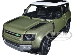 2020 Land Rover Defender Green Metallic White Top NEX Models 1/26 Diecast Model Car Welly 24110W-MGR