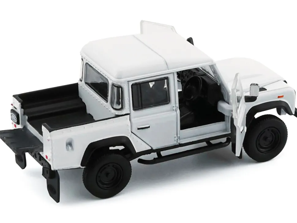 Land Rover Defender 110 Pickup Truck White with Extra Wheels 1/64 Diecast Model Car BM Creations 64B0199