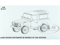 Land Rover Defender 90 Works V8 Red Metallic Gloss Black Top 70th Edition 1/18 Diecast Model Car LCD Models LCD18007