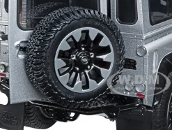 Land Rover Defender 90 Works V8 Silver Metallic Gloss Black Top 70th Edition 1/18 Diecast Model Car LCD Models LCD18007