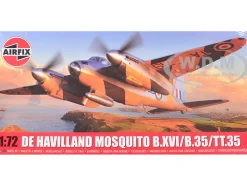 Level 2 Model Kit De Havilland Mosquito B.XVI/B.35/TT.35 Aircraft with 3 Scheme Options 1/72 Plastic Model Kit by Airfix