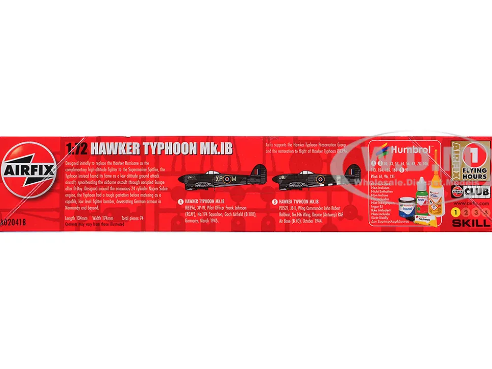 Level 1 Model Kit Hawker Typhoon Mk.IB Aircraft with 2 Scheme Options 1/72 Plastic Model Kit by Airfix