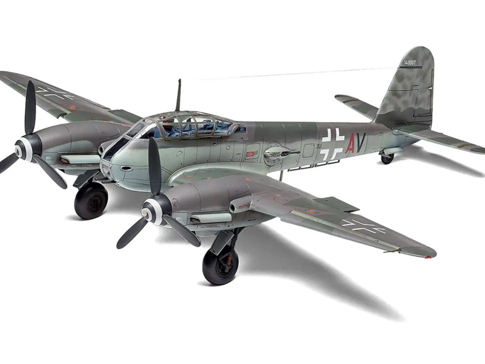Level 2 Model Kit Messerschmitt Me410A 1 U2 & U4 Fighter Bomber Aircraft with 2 Scheme Options 1/72 Plastic Model Kit Airfix A04066