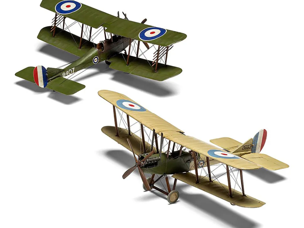 Level 2 Model Kit Royal Aircraft Factory BE2c Aircraft with 2 Scheme Options 1/72 Plastic Model Kit by Airfix