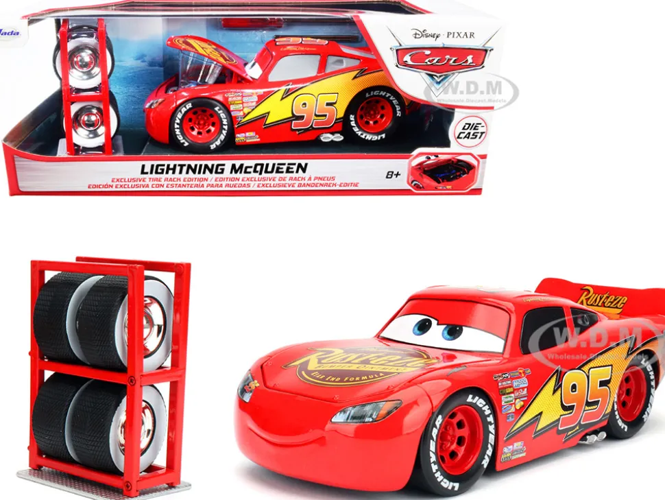 Lightning McQueen #95 Red Extra Wheels Disney & Pixar Cars Movie Hollywood Rides Series Diecast Model Car Jada 97751