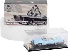 1979 Lincoln Continental Town Car Wedgewood Blue with White Top and White Interior 1/64 Diecast Model Car by Sun Star