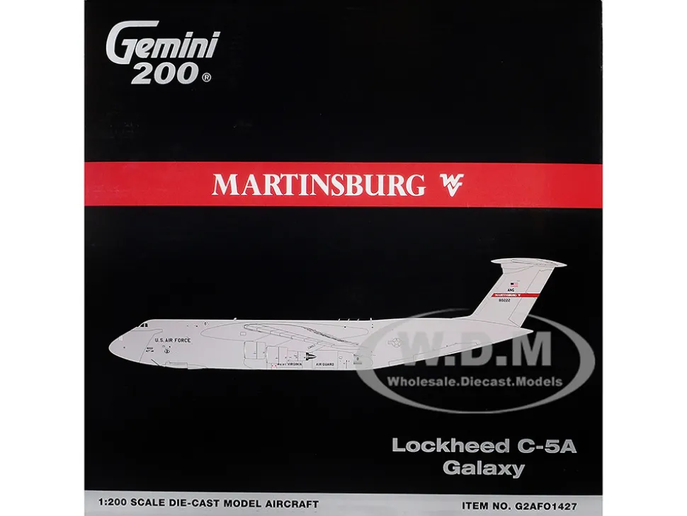 Lockheed C-5A Galaxy Transport Aircraft "68-0222, Martinsburg, West Virginia Air National Guard" United States Air Force "Gemini 200" Series 1/200 Diecast Model Airplane by GeminiJets