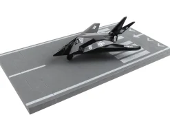 Lockheed F 117 Nighthawk Stealth Aircraft Black United States Air Force with Runway Section Diecast Model Airplane Runway24 RW100