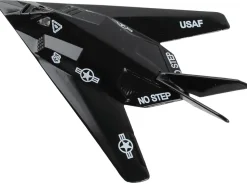 Lockheed F 117 Nighthawk Stealth Aircraft Black United States Air Force with Runway Section Diecast Model Airplane Runway24 RW100