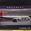 Lockheed L-188 Electra Commercial Aircraft "Northwest Orient" (N128US) White and Gray with Blue Stripes and Red Tail "Gemini 200" Series 1/200 Diecast Model Airplane by GeminiJets