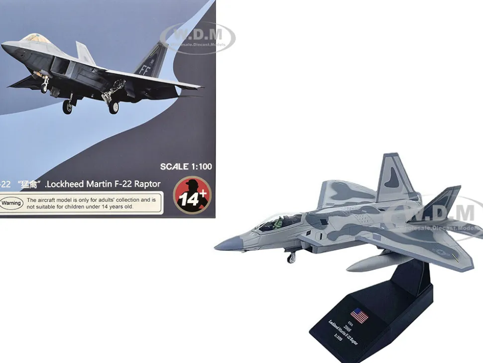 Lockheed Martin F-22A Raptor Stealth Aircraft "27th Figher Squadron, 1st Operations Group, Langley AFB" (2005) United States Air Force 1/100 Diecast Model Airplane