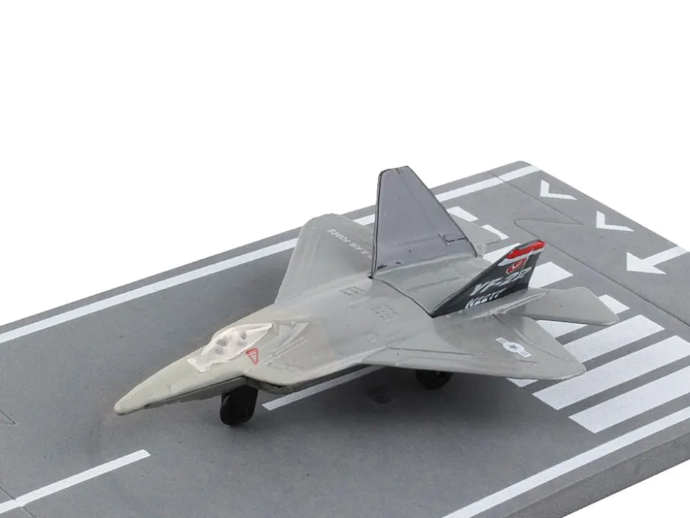 Lockheed Martin F 22 Raptor Stealth Aircraft Gray United States Air Force YF 22 with Runway Section Diecast Model Airplane Runway24 RW145