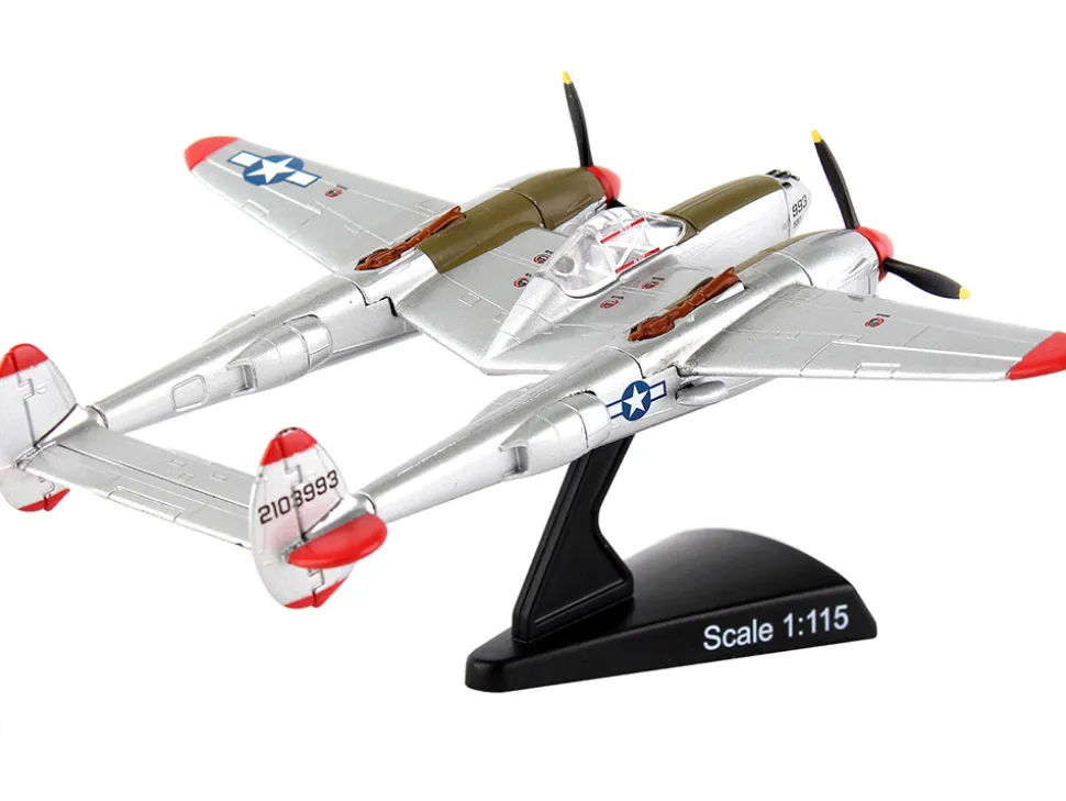Lockheed P 38J Lightning Fighter Aircraft Marge Pilot Richard Ira Dick Bong United States Air Force 1/115 Diecast Model Airplane Postage Stamp PS5362-3