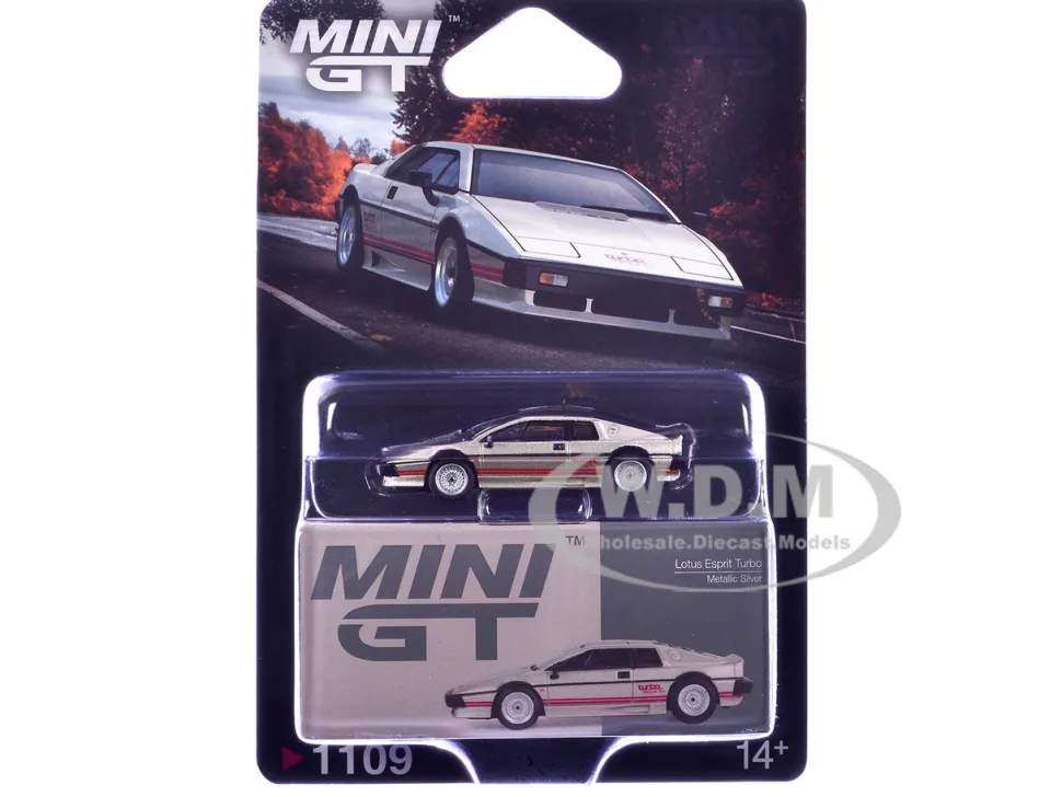 Lotus Esprit Turbo Silver Metallic with Red Stripes Limited Edition 1/64 Diecast Model Car by Mini GT