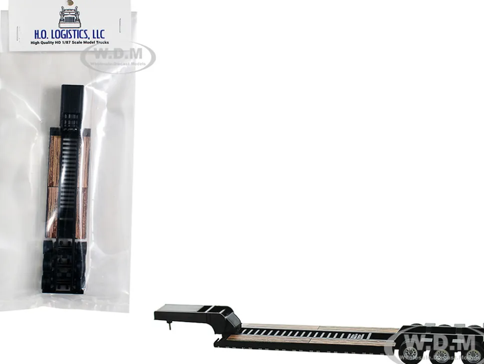 Low Boy Flatbed Trailer Black 1/87 (HO) Plastic Model Car by HO Logistics
