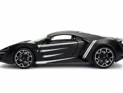 Lykan Hypersport Black with Black Panther Diecast Figurine Avengers Marvel Series 1/24 Diecast Model Car Jada 99723